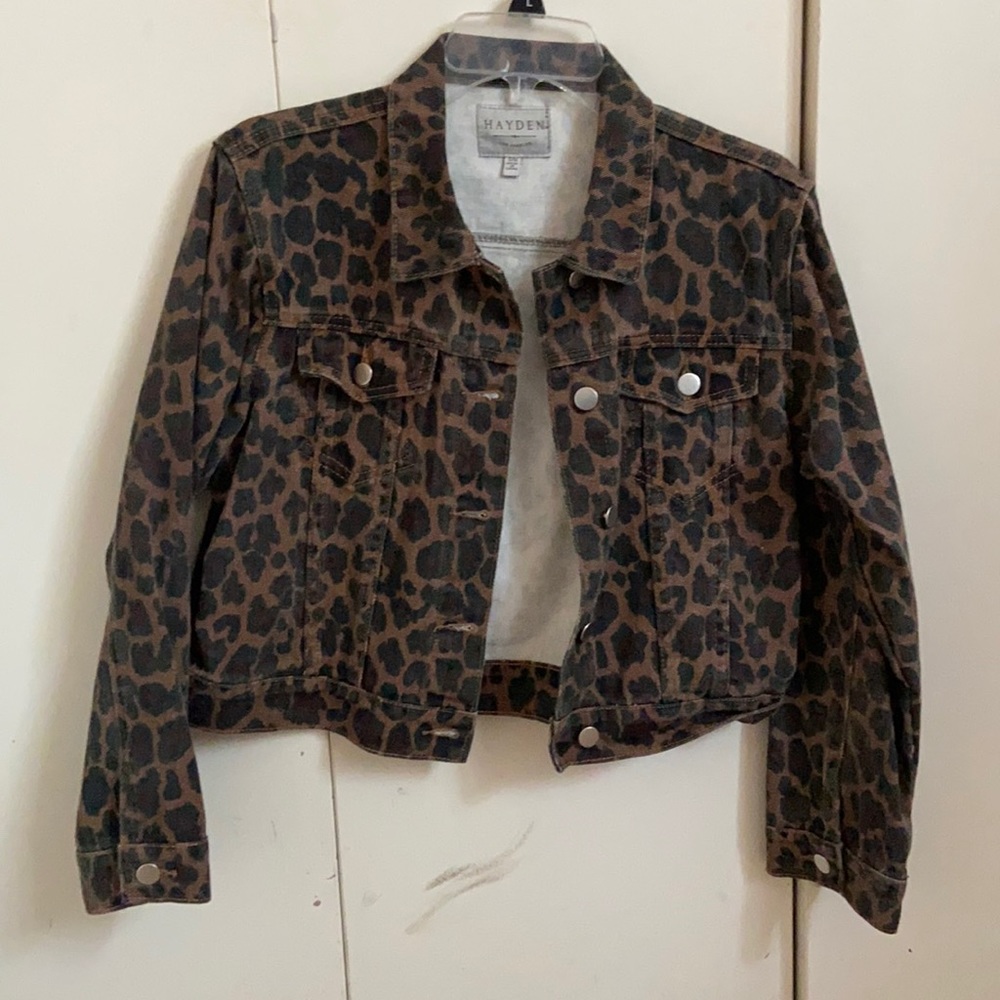 Cheetah print denim jacket